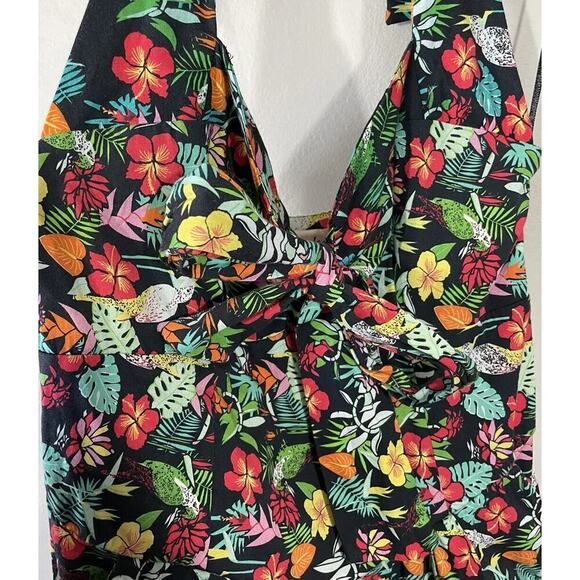 Timeless London Tropical Bird Floral Print Halter Dress Pin Up Size US6 Resort - Picture 7 of 11